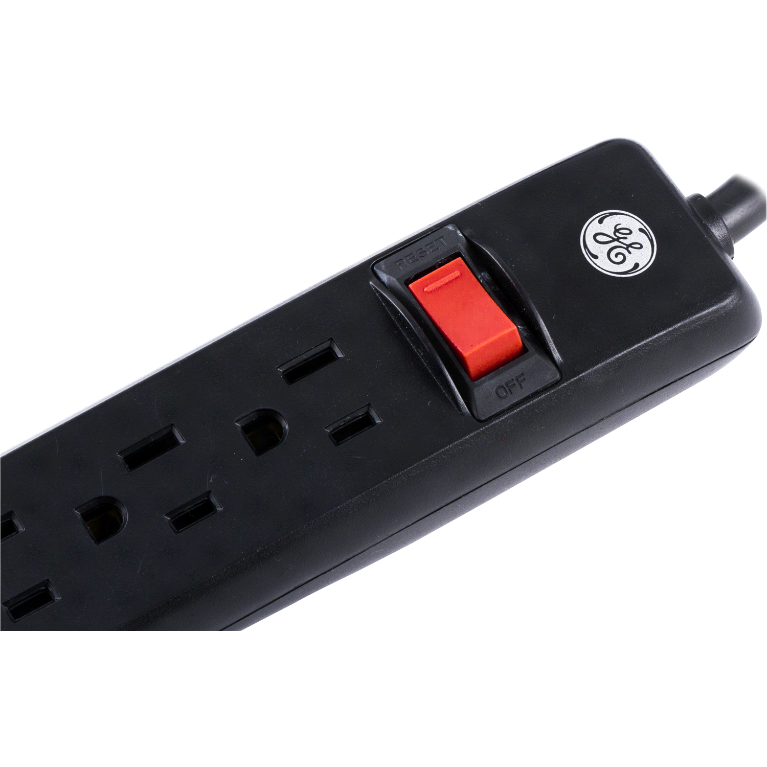 slide 3 of 3, GE 6 Outlet Power Strip, 6 Foot Cord, Black, 1 ct