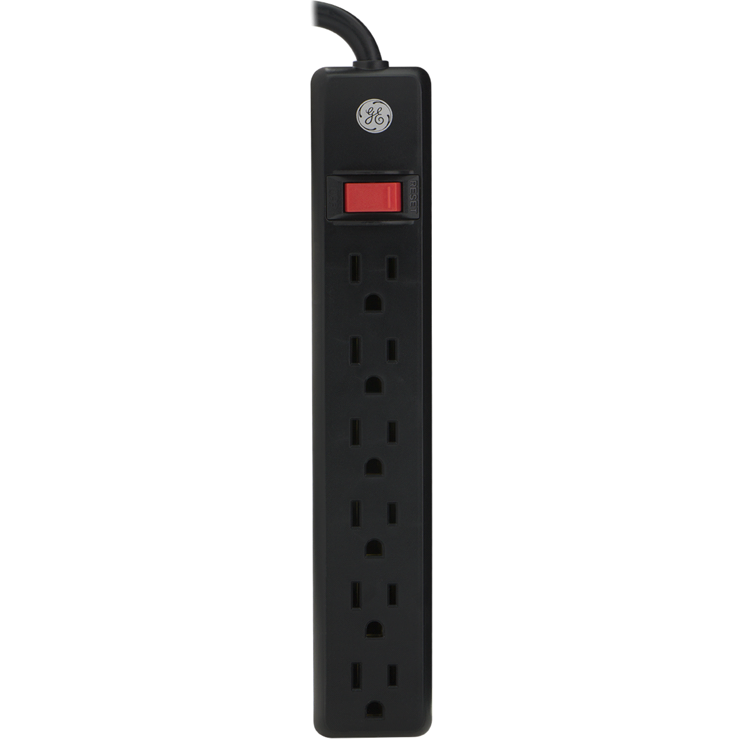slide 1 of 3, GE 6 Outlet Power Strip, 6 Foot Cord, Black, 1 ct