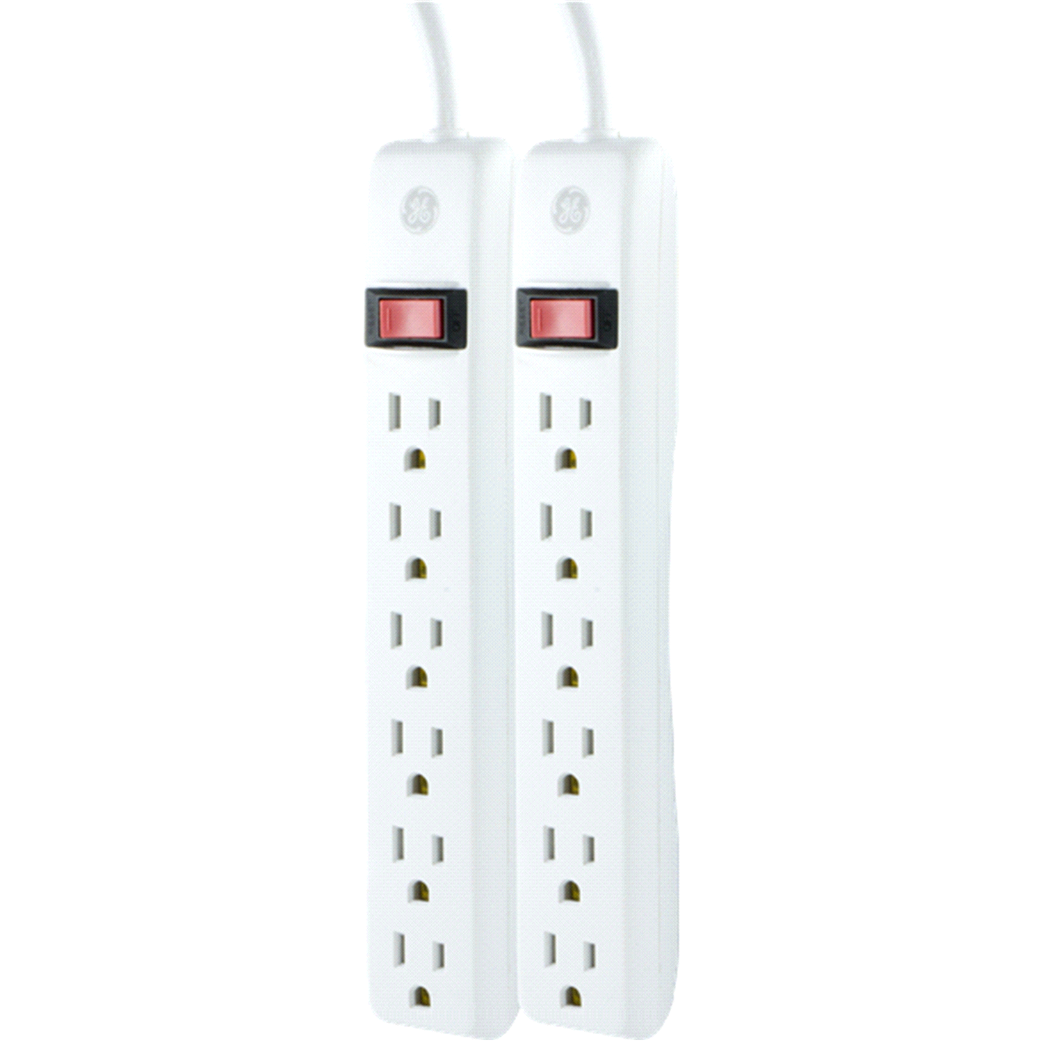 slide 2 of 3, General Electric 2' Extension Cord with 6 Outlet Power Strip White, 1 ct