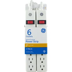 General Electric 2' Extension Cord with 6 Outlet Power Strip White