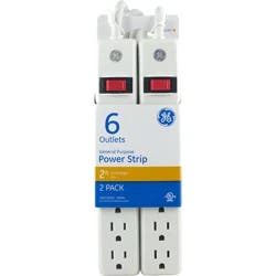 General Electric 2' Extension Cord with 6 Outlet Power Strip White