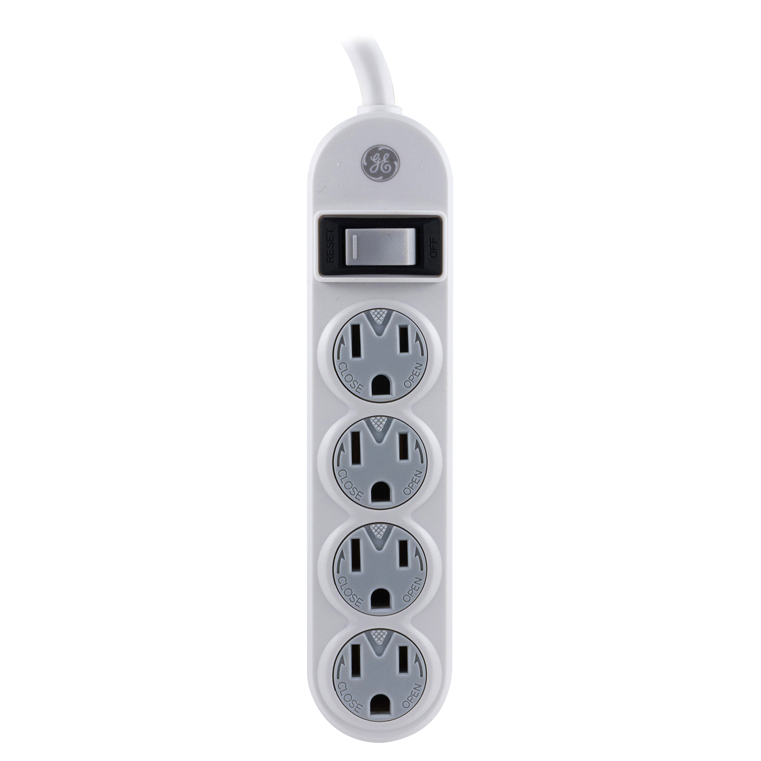 slide 1 of 2, GE 4 Outlet Power Strip, White, 1.5 ft