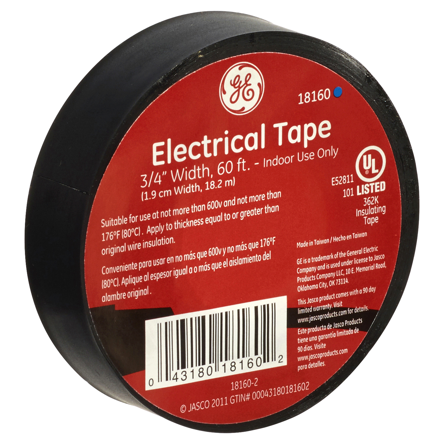 slide 1 of 1, GE Plastic Electrical Tape 3/4" x BLK, 60 ft
