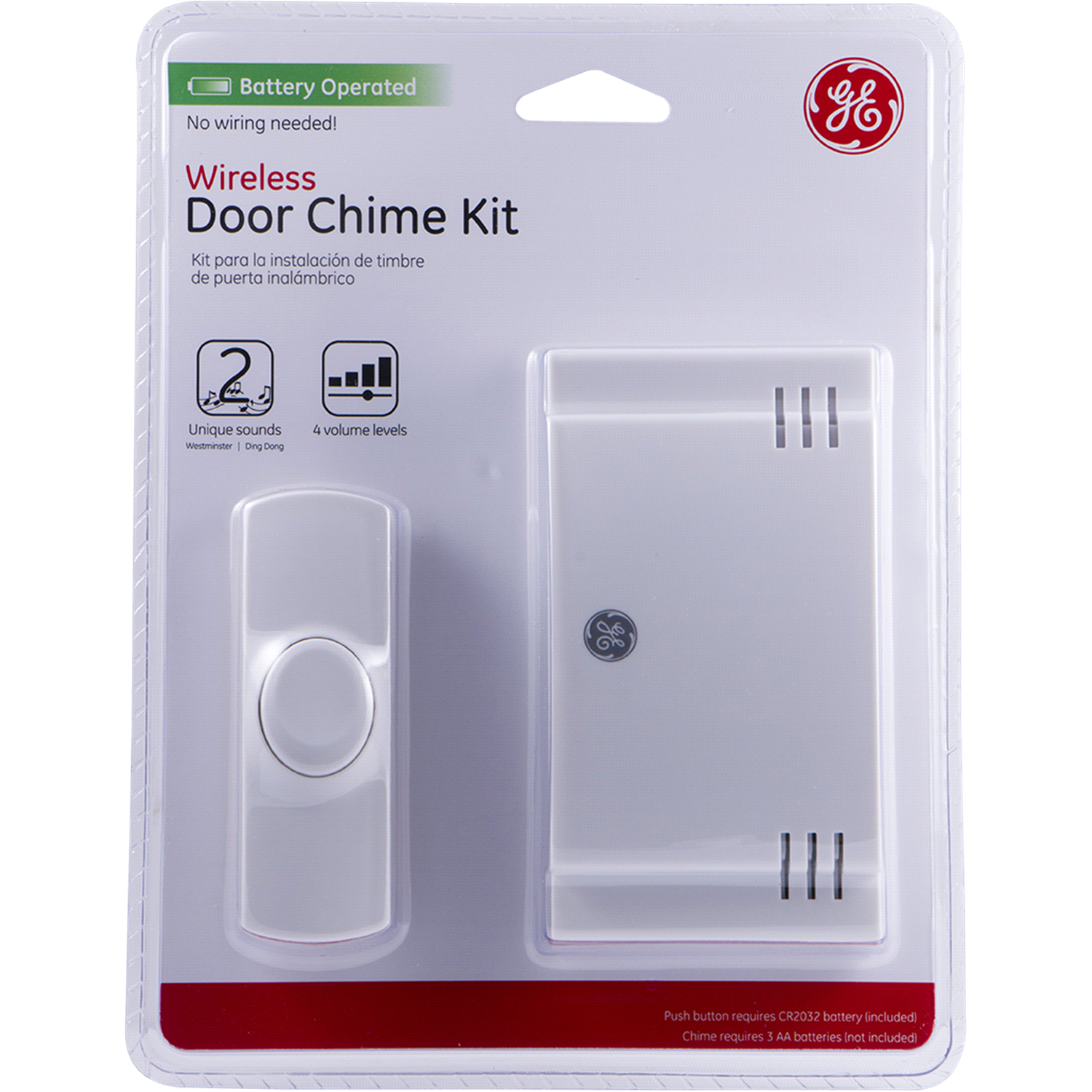 slide 1 of 4, GE Battery Operated Two-Melody Wireless Door Chime, 1 ct