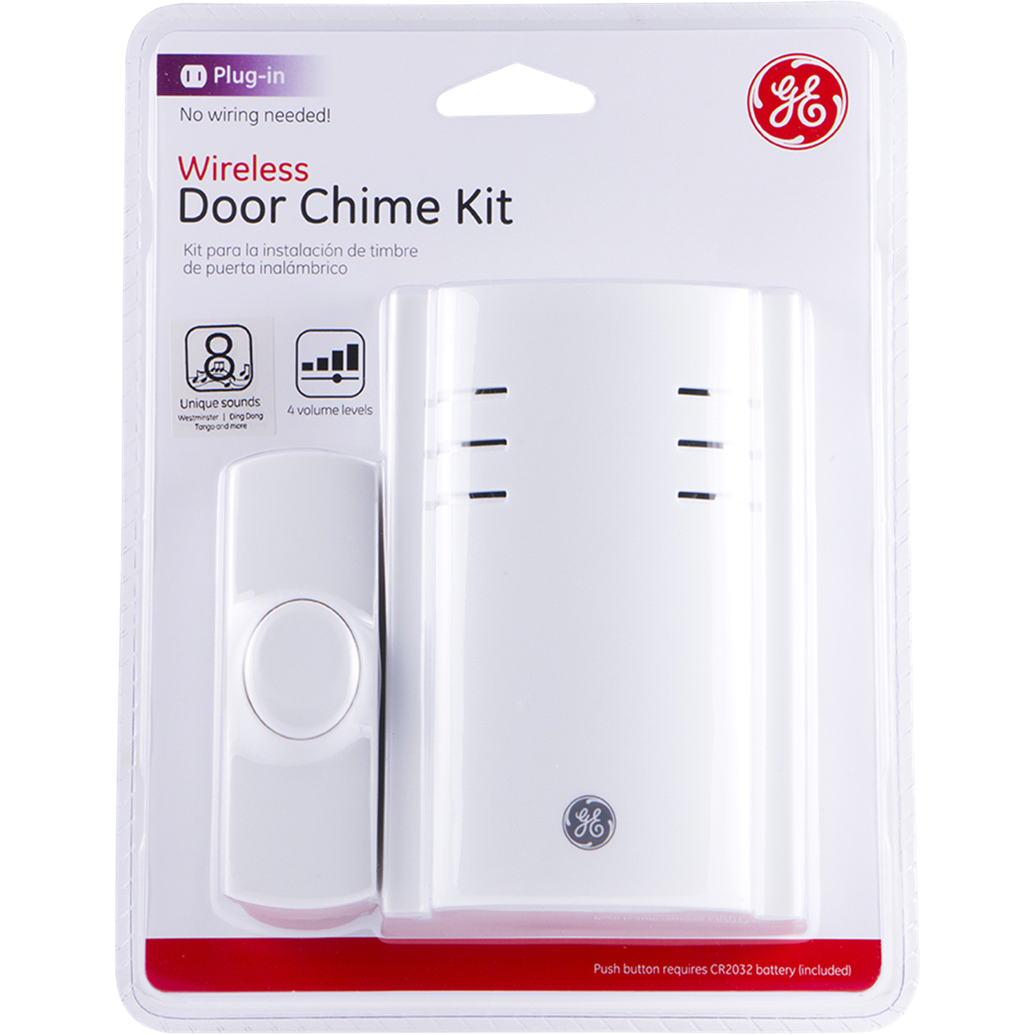 slide 1 of 4, GE Wireless Plug In 8 Melody Wireless Door Chime, 1 ct