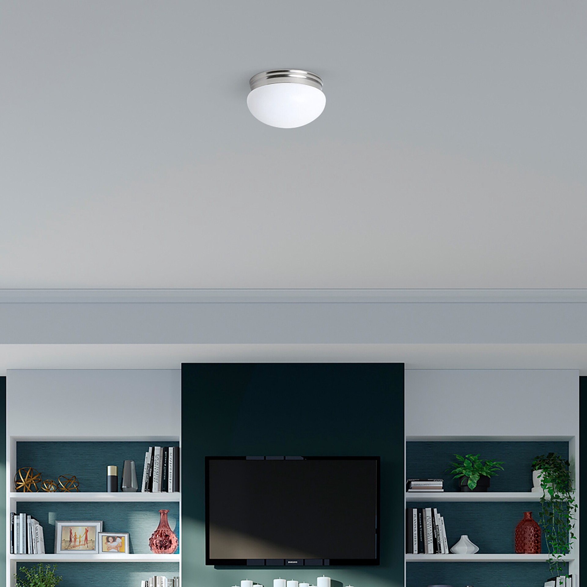 slide 3 of 5, Project Source 1 -Light 9.25-in Brushed Nickel Flush Mount Light, 1 ct