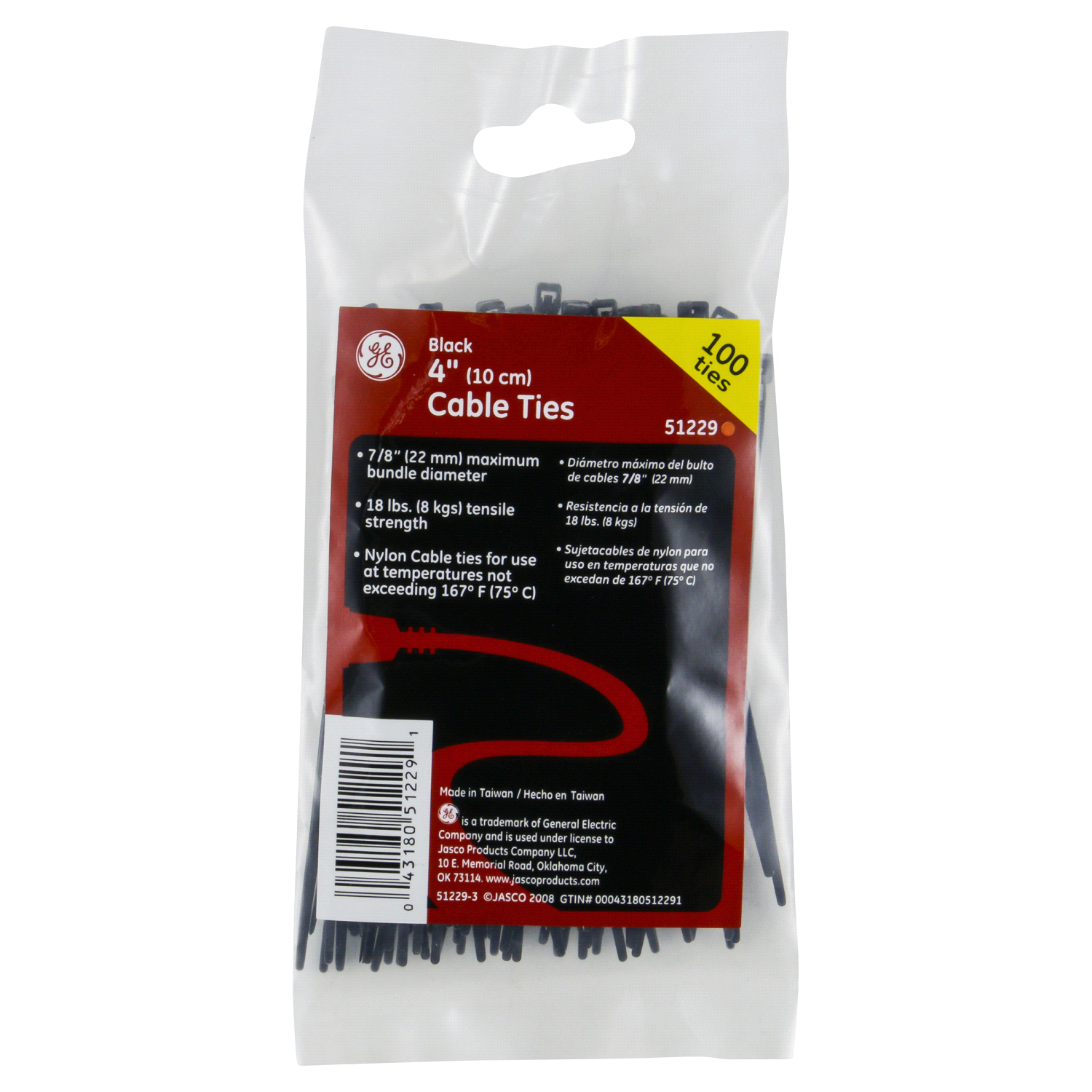 slide 1 of 2, GE Cable Ties, 4 Inch, Black, 100 ct