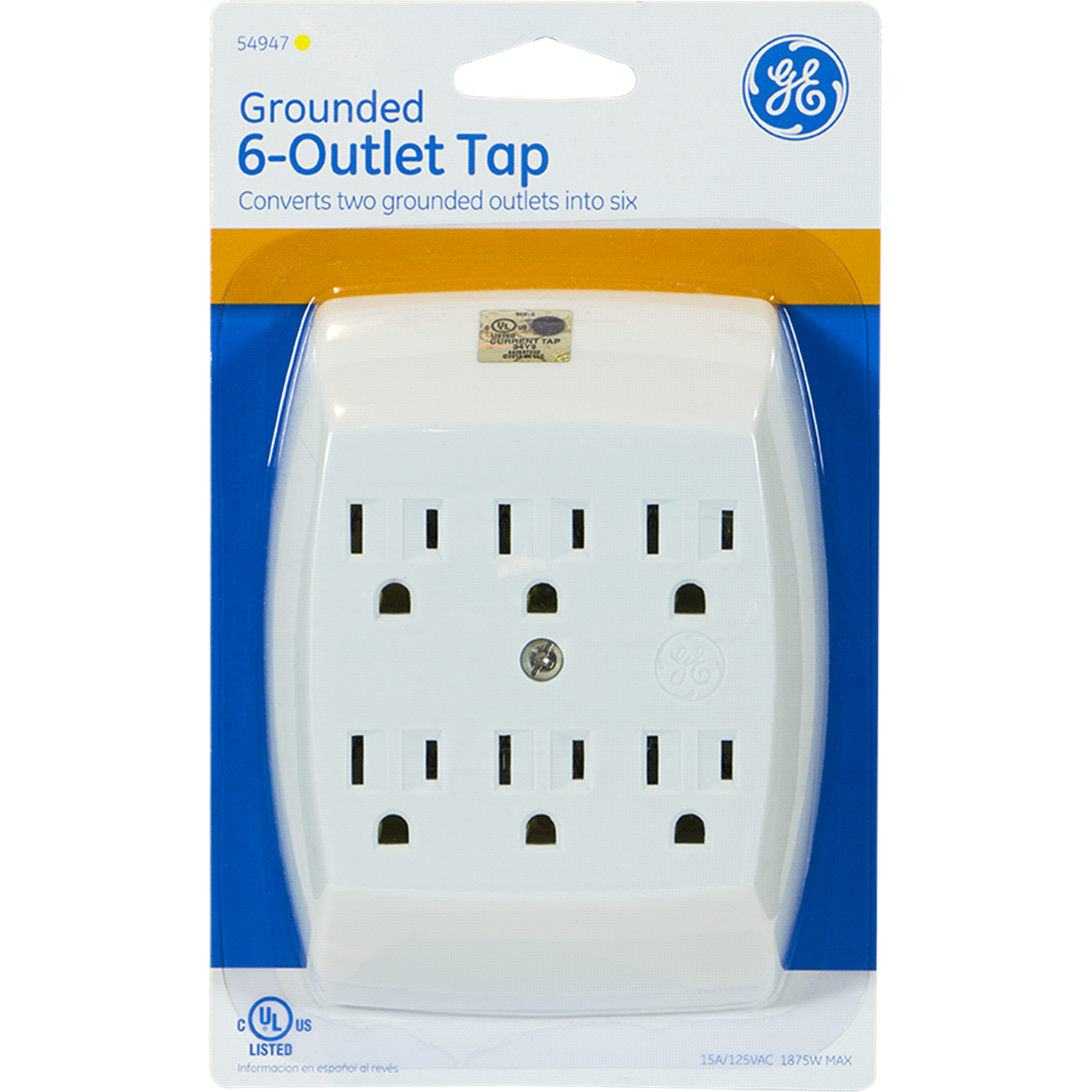 slide 1 of 4, General Electric Grounded 6-Outlet Tap, White, 1 ct