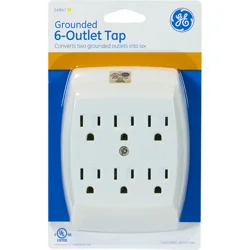General Electric Grounded 6-Outlet Tap, White