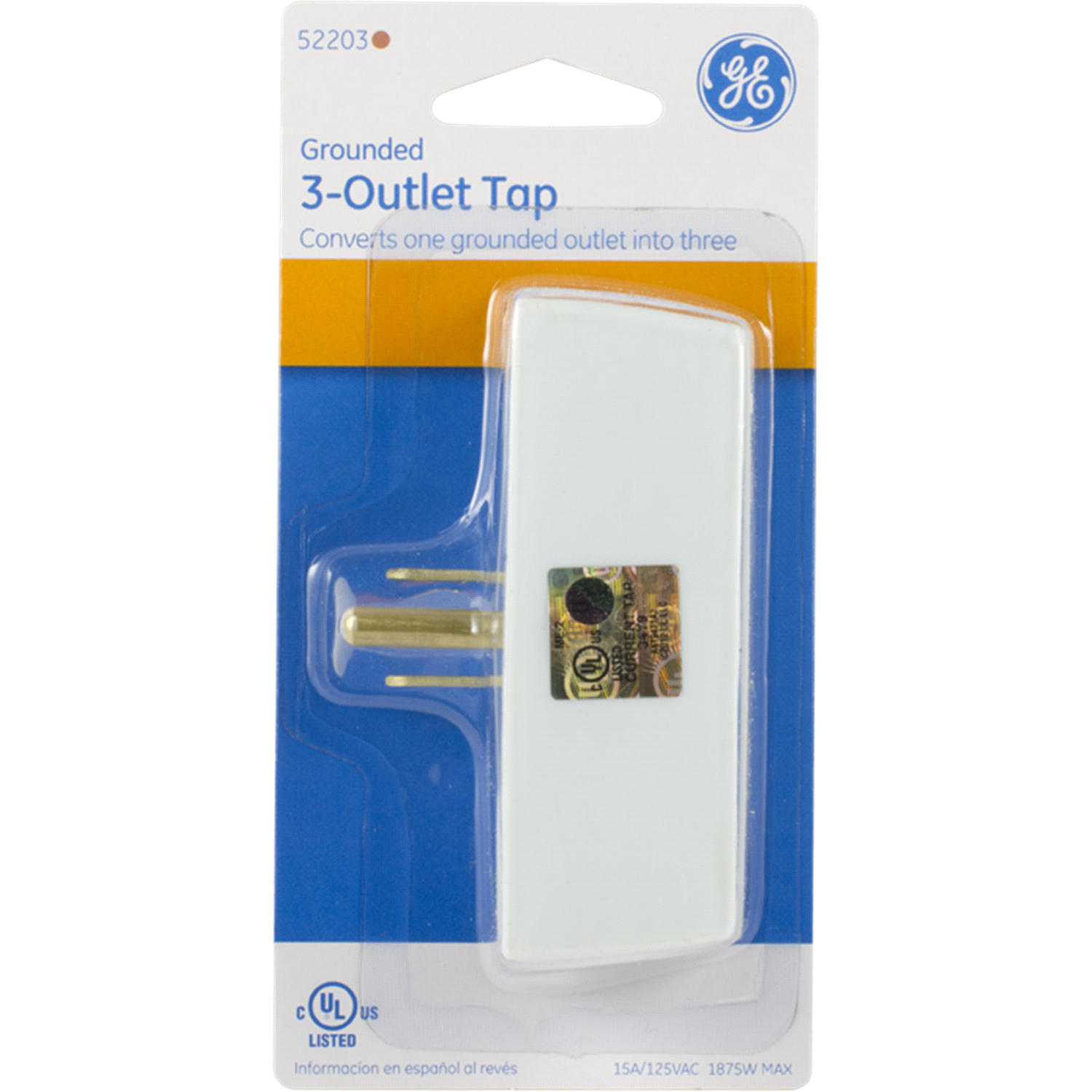 slide 1 of 2, General Electric Grounded 3-Outlet Tap, White, 1 ct