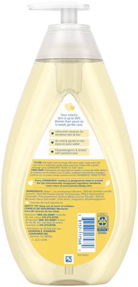 slide 2 of 6, Johnson's Head-To-Toe Gentle Baby Body Wash & Shampoo For Sensitive Skin - 27.1 fl oz, 27.1 fl oz