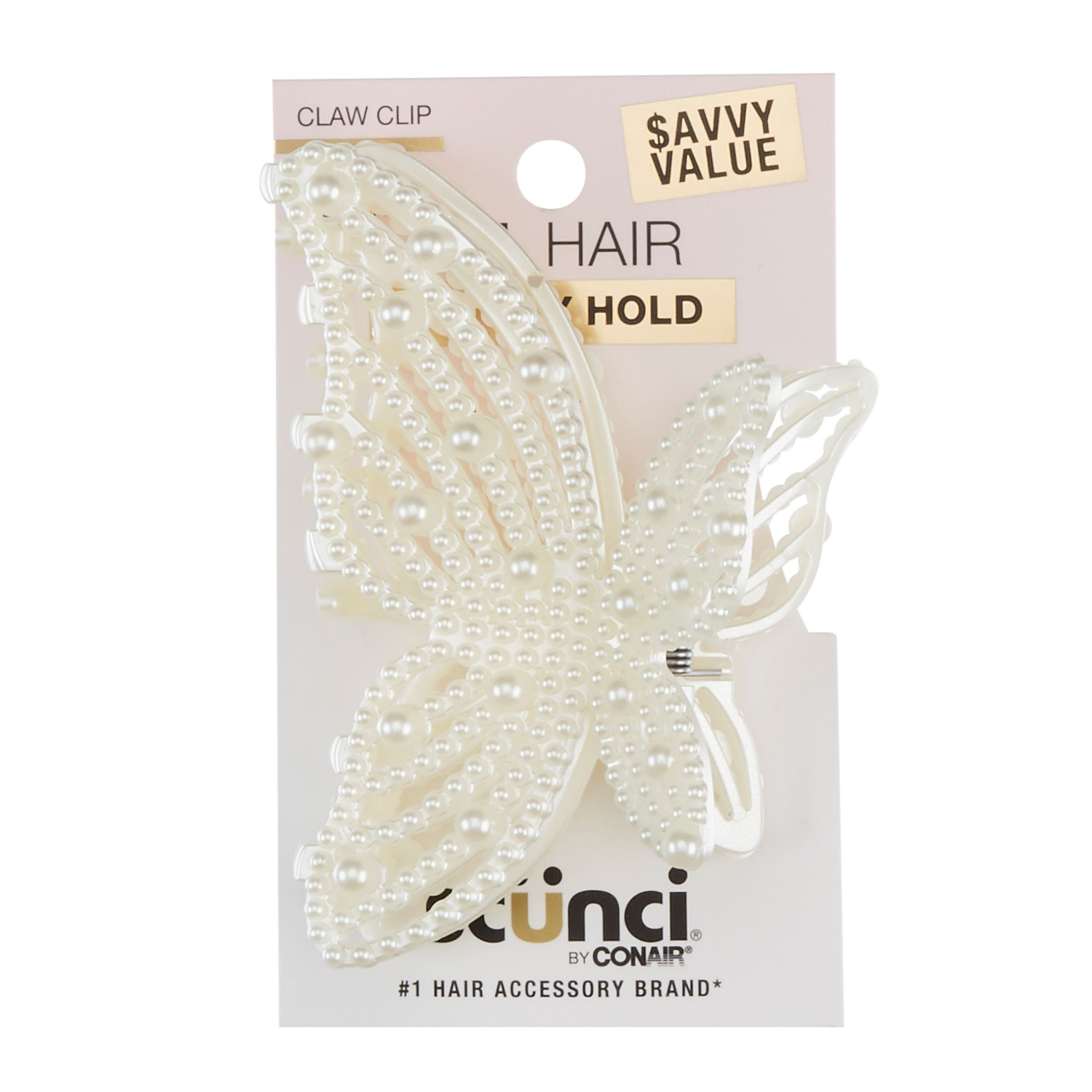 slide 1 of 2, scünci Scunci Butterfly Claw Clip Pearl 1 Pk, 1 ct