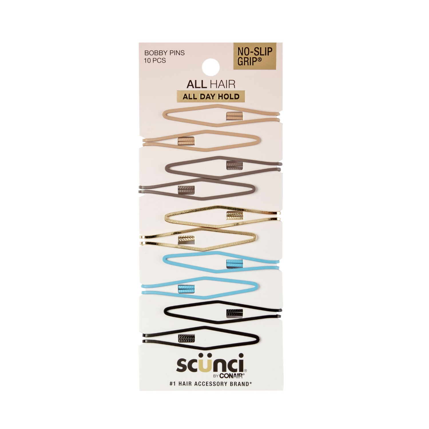slide 1 of 1, scünci No-Slip Grip Bobby Pins 10 Each, 10 ct
