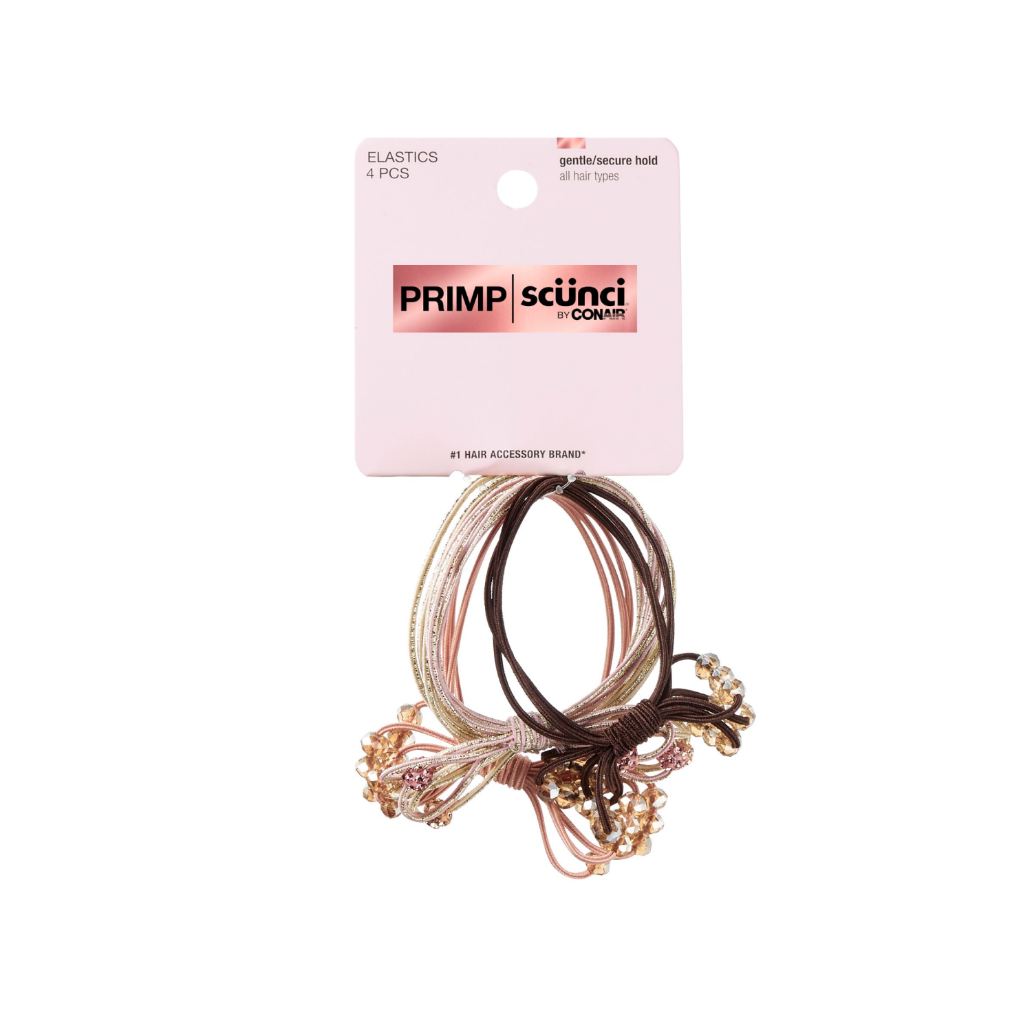 slide 1 of 2, scünci Scunci Primp Mixed Elastics 4 pk, 4 ct