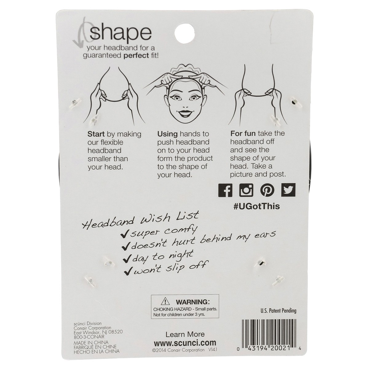 slide 2 of 2, scünci No-Slip Grip Headband 1 Each, 1 ct