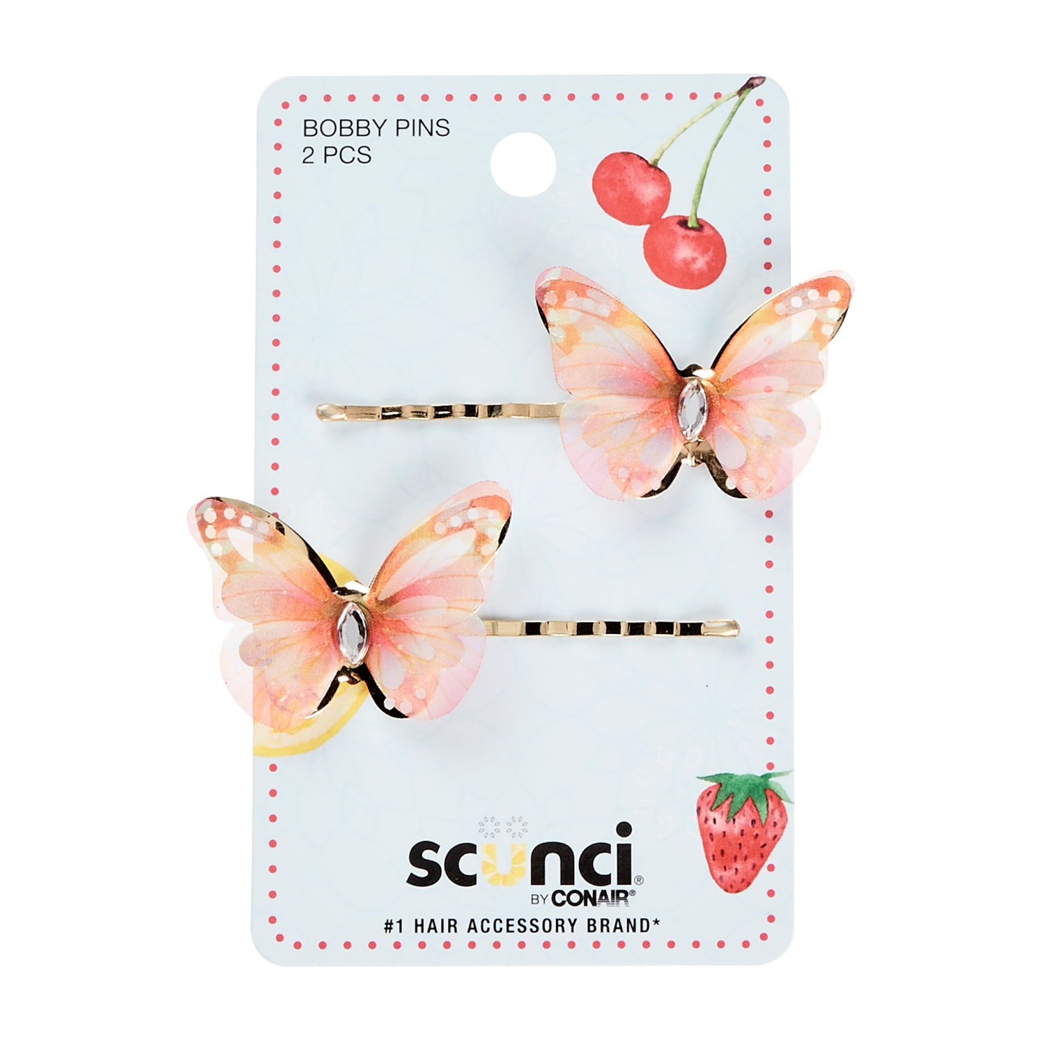 slide 1 of 2, scünci Scunci Butterfly Bobbie Pins 2 pk, 2 ct