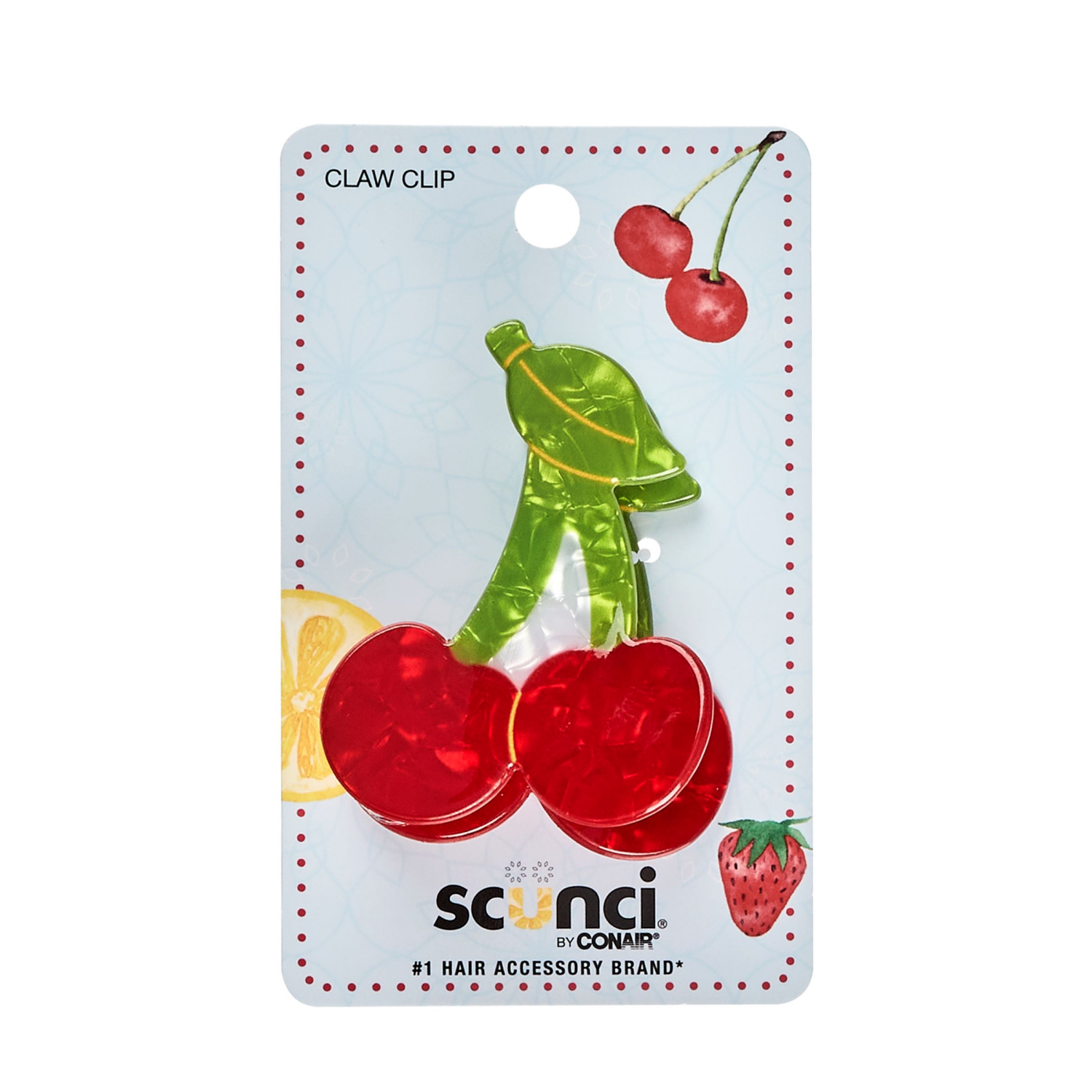 slide 1 of 2, scünci Scunci Figural Cherry Claw Clip 1pk, 1 ct