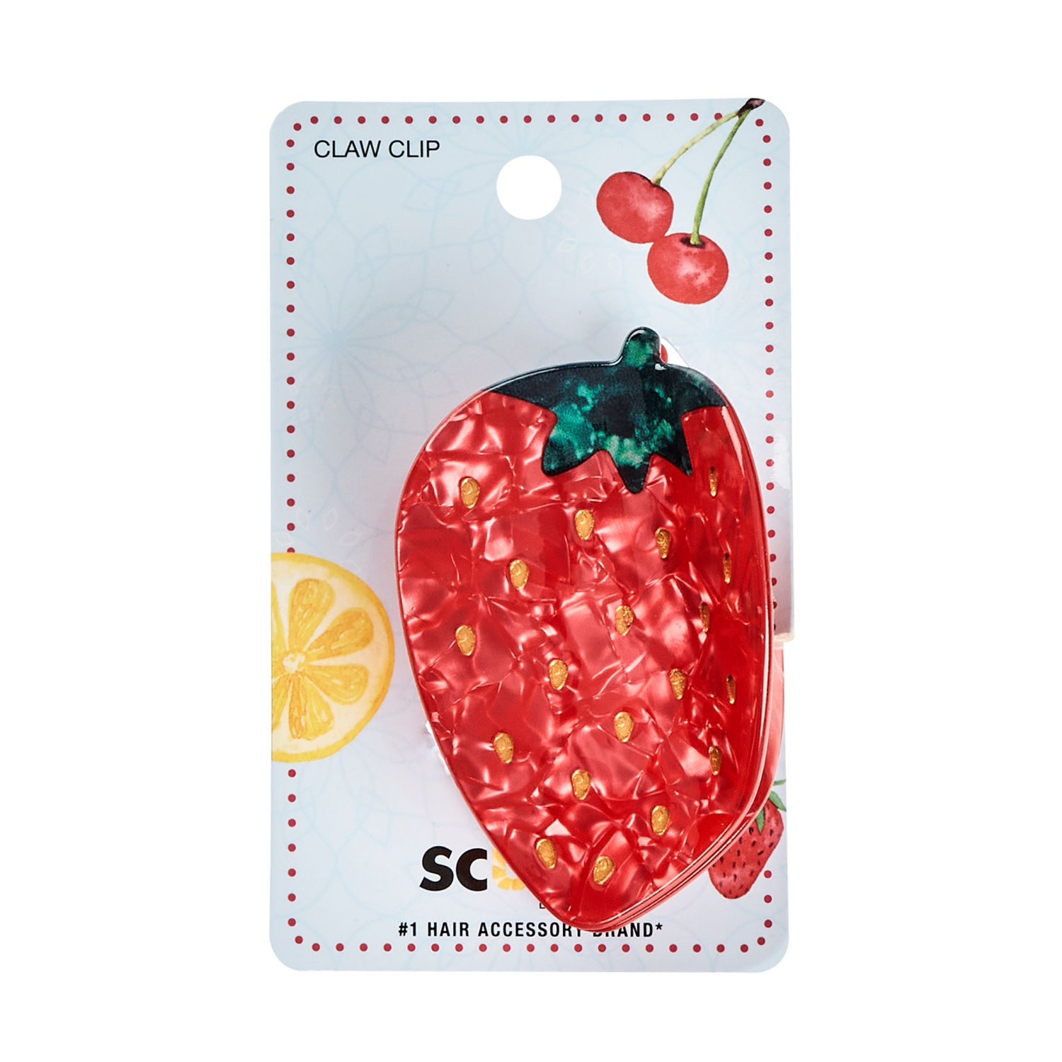 slide 1 of 2, scünci Scunci Figural Strawberry Claw Clip 1 pk, 1 ct