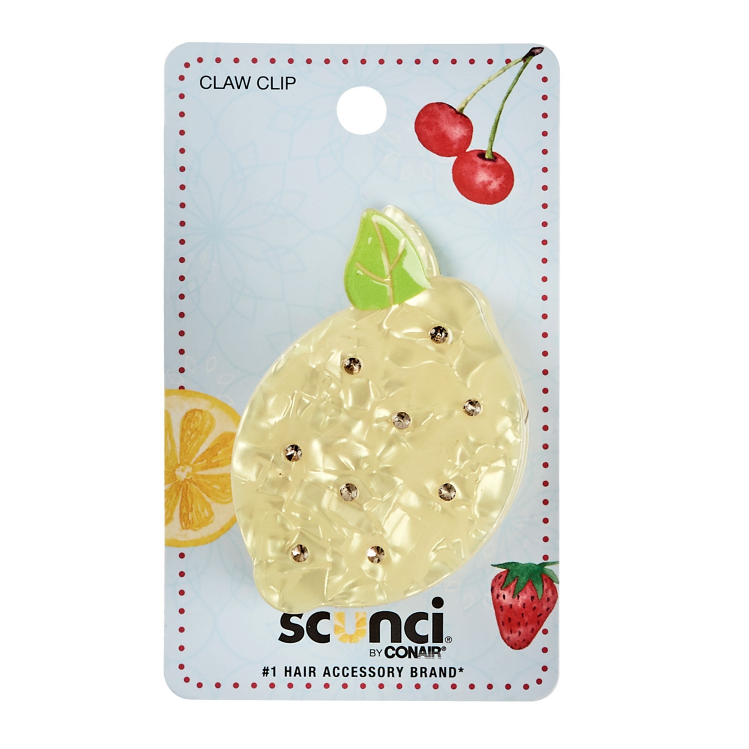 slide 1 of 2, scünci Scunci Figural Lemon Claw Clip with Stones 1 pk, 1 ct
