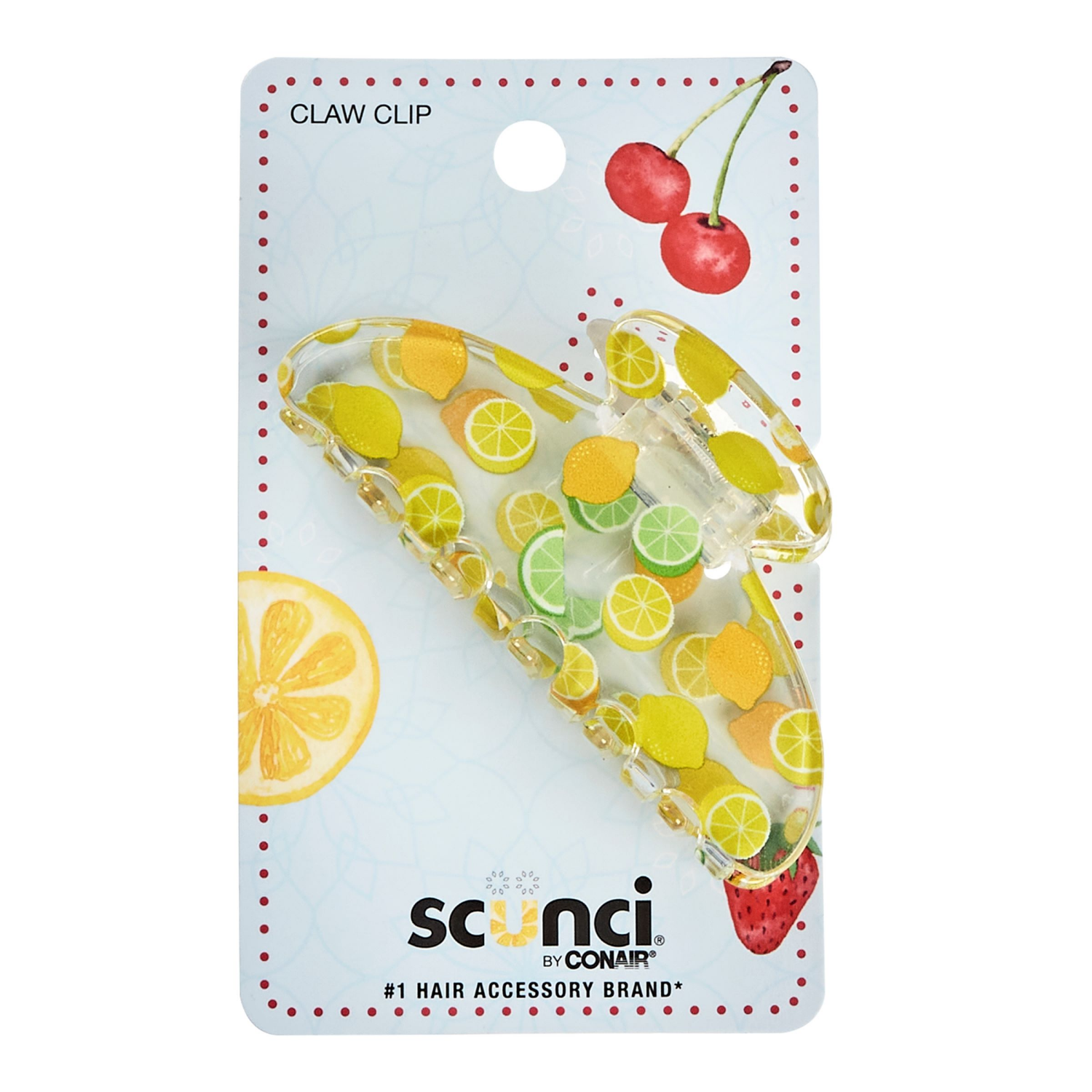 slide 1 of 2, scünci Scunci Printed Lemon Claw Clip 1 pk, 1 ct
