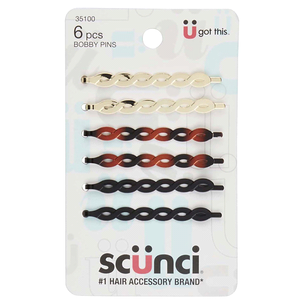 slide 1 of 1, Scunci Oval Link Bobby Pins, 6 ct