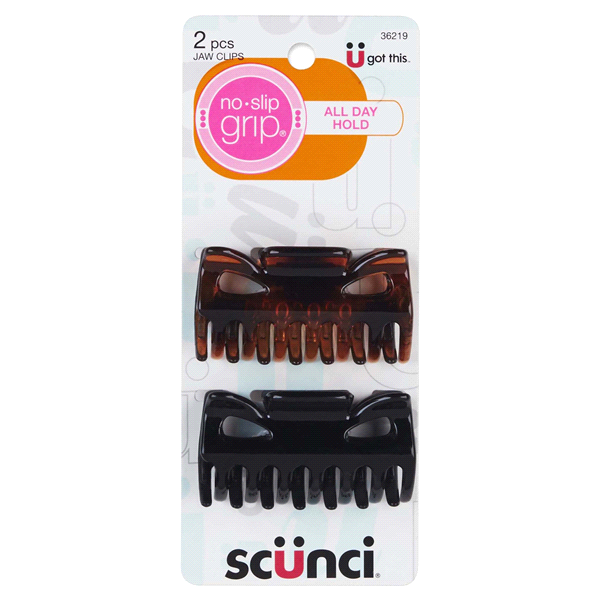 slide 1 of 1, Scunci 6cm No-Slip Jaw Clips, 2 ct