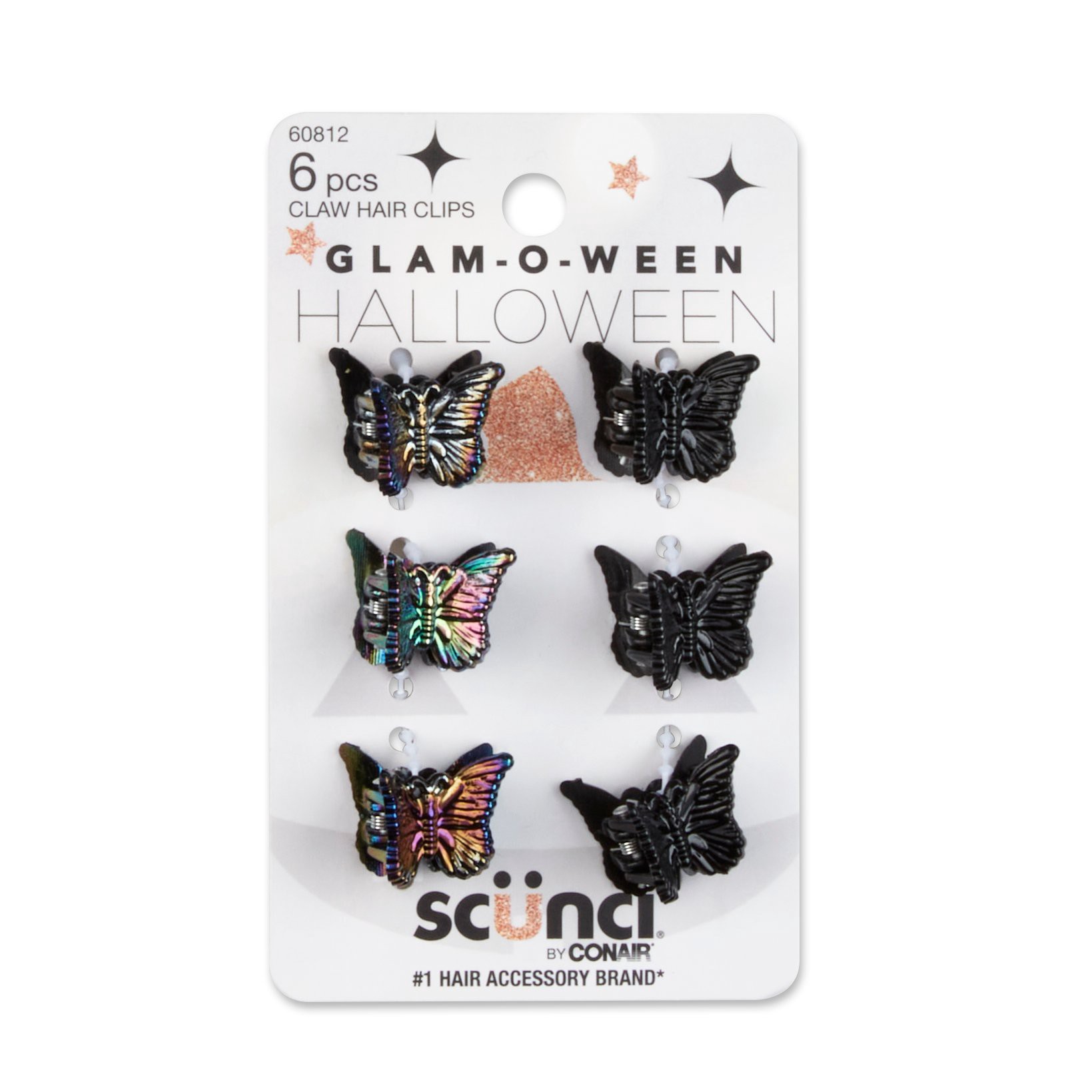 slide 1 of 1, Scunci Glam-O-Ween Butterfly Clips, 6 ct