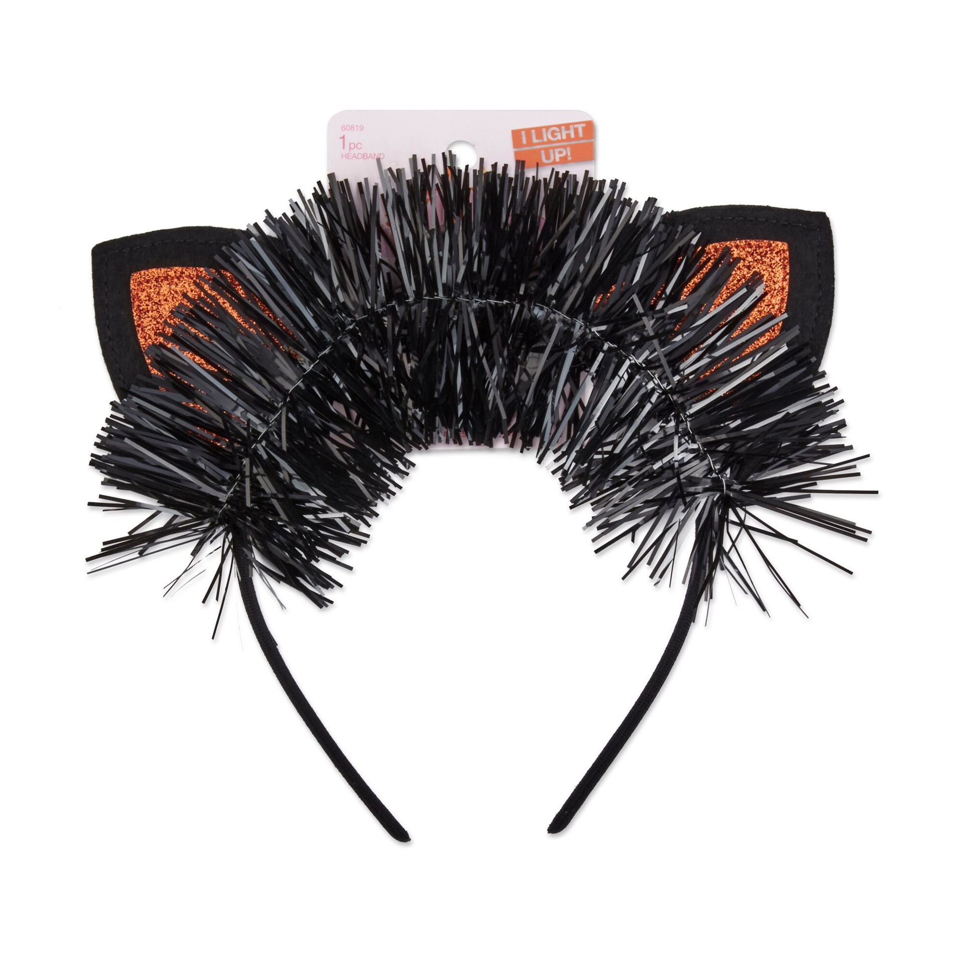slide 1 of 1, Scunci Halloween Light-Up Cat Ear Headband With Tinsel, 1 Ct, 1 ct