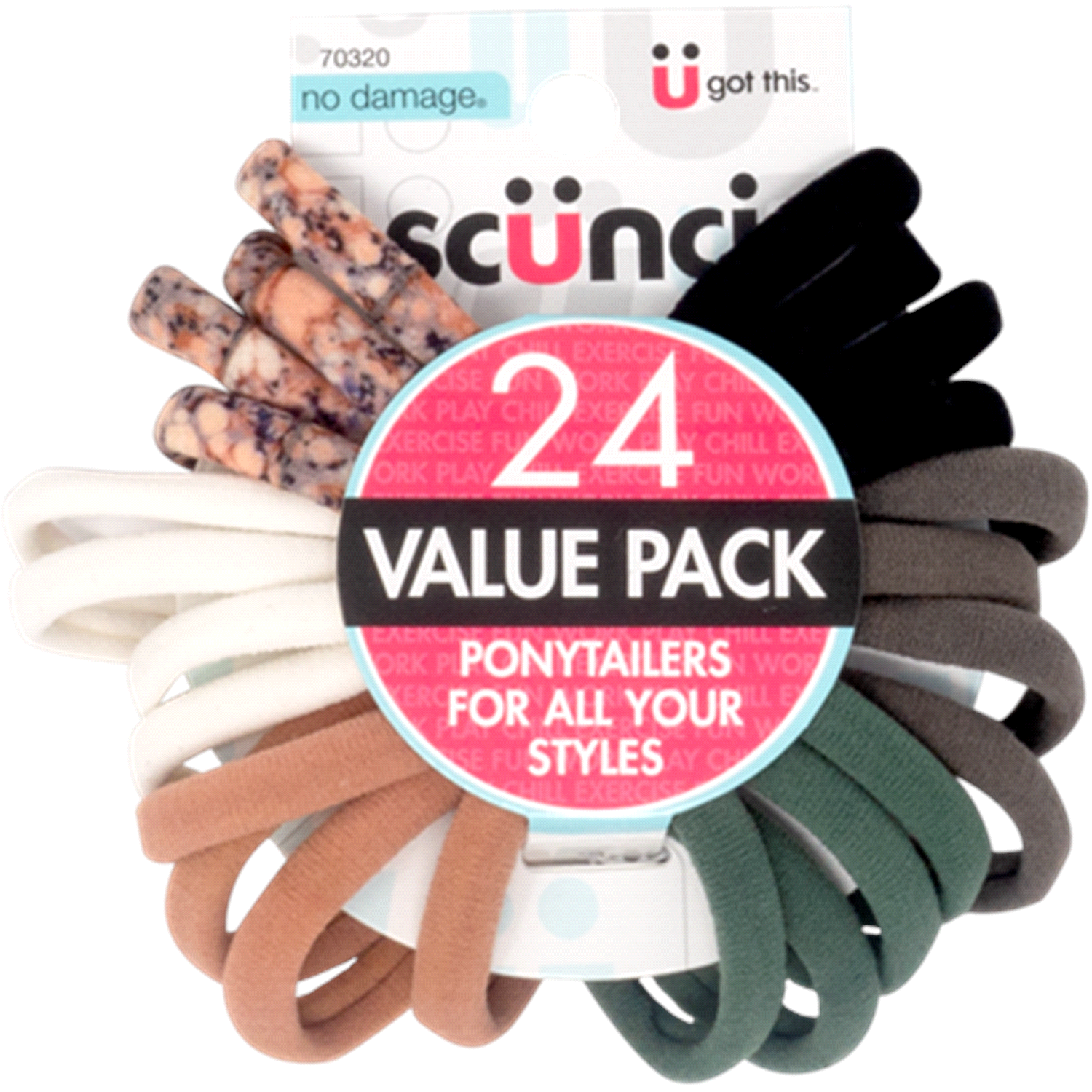 slide 1 of 1, scünci Scunci Mixed Neutral Ponytailers, 24 ct