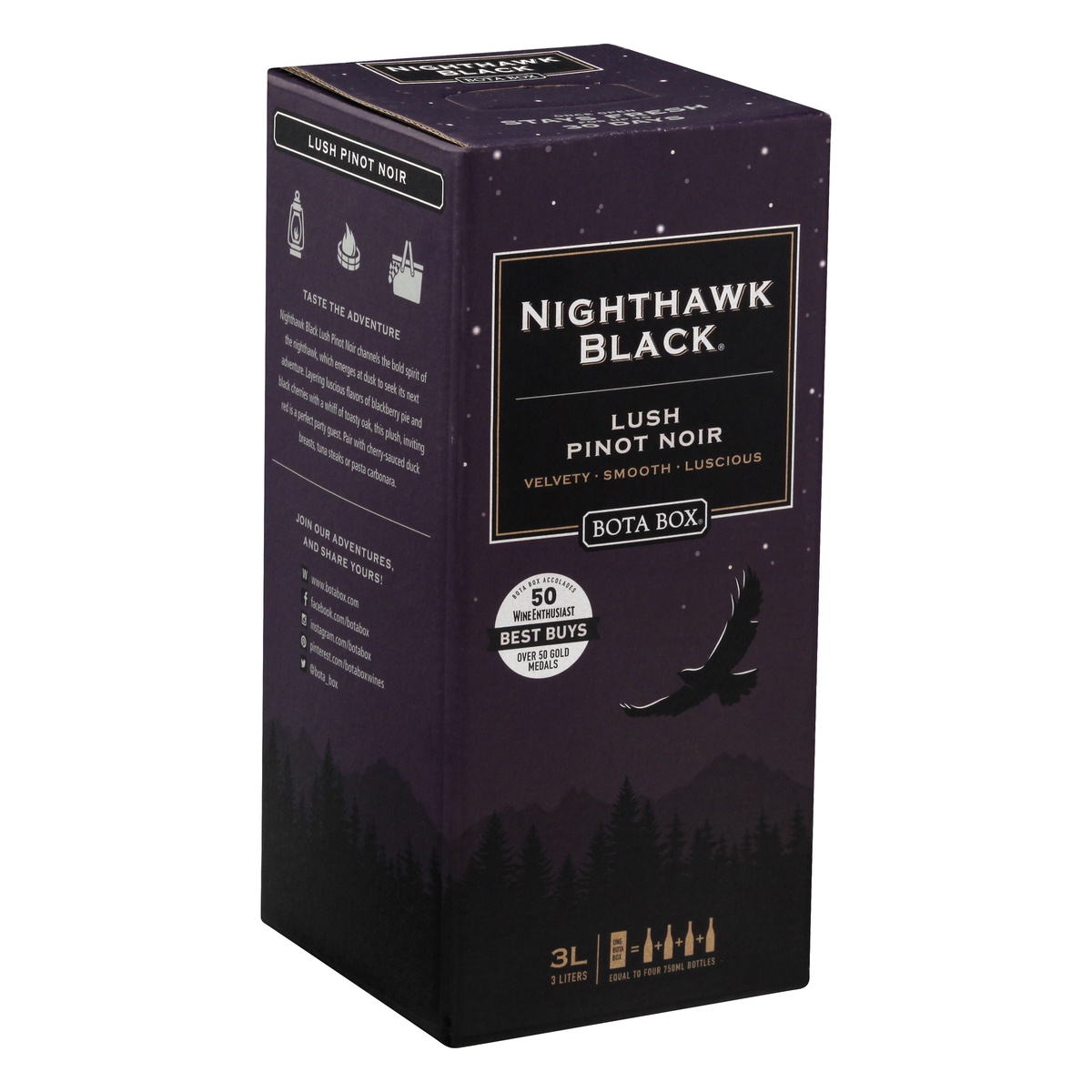 slide 2 of 9, Bota Box Lush Pinot Noir Nighthawk Black, 3 liter