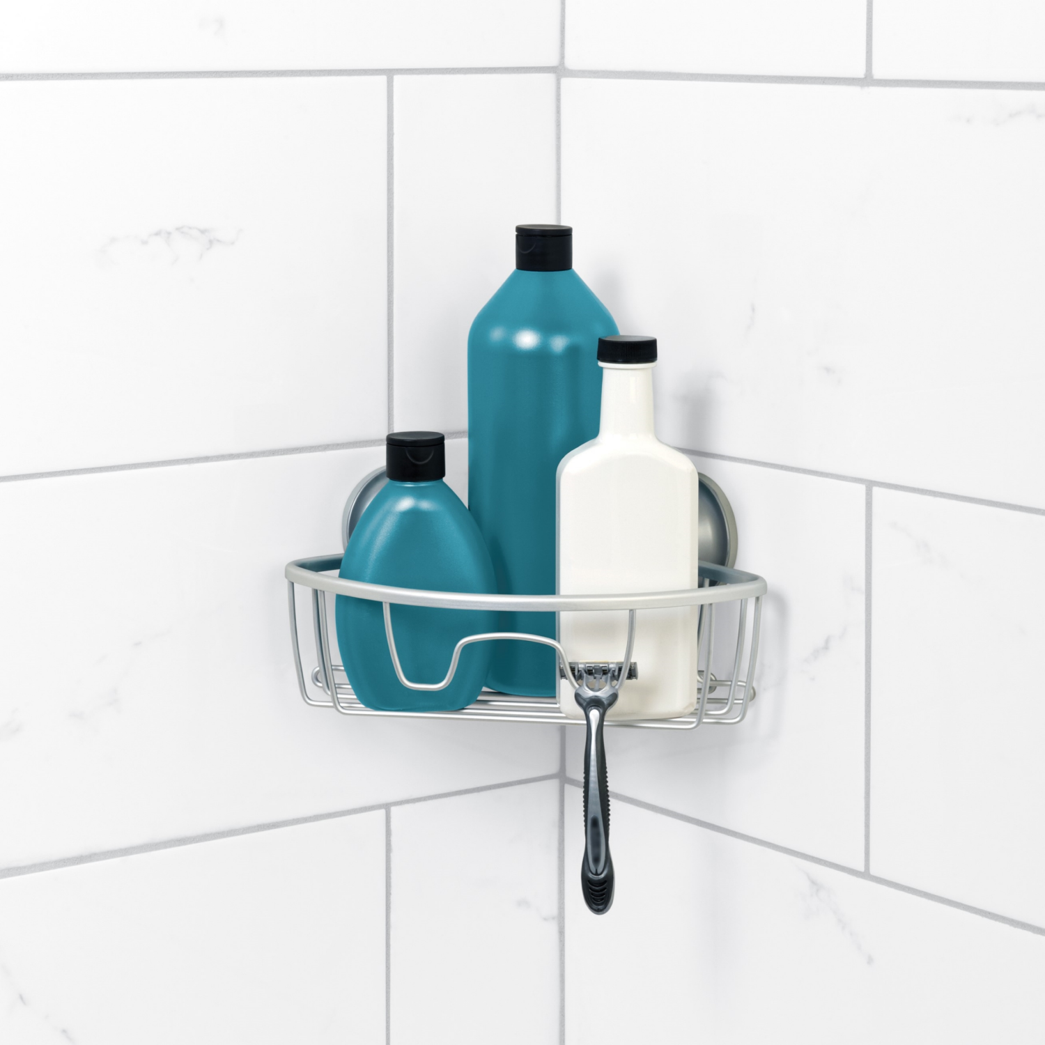 slide 1 of 3, Zenna Home NeverRust Multi-Surface Dual Mount Corner Basket 1 ea, 1 ct