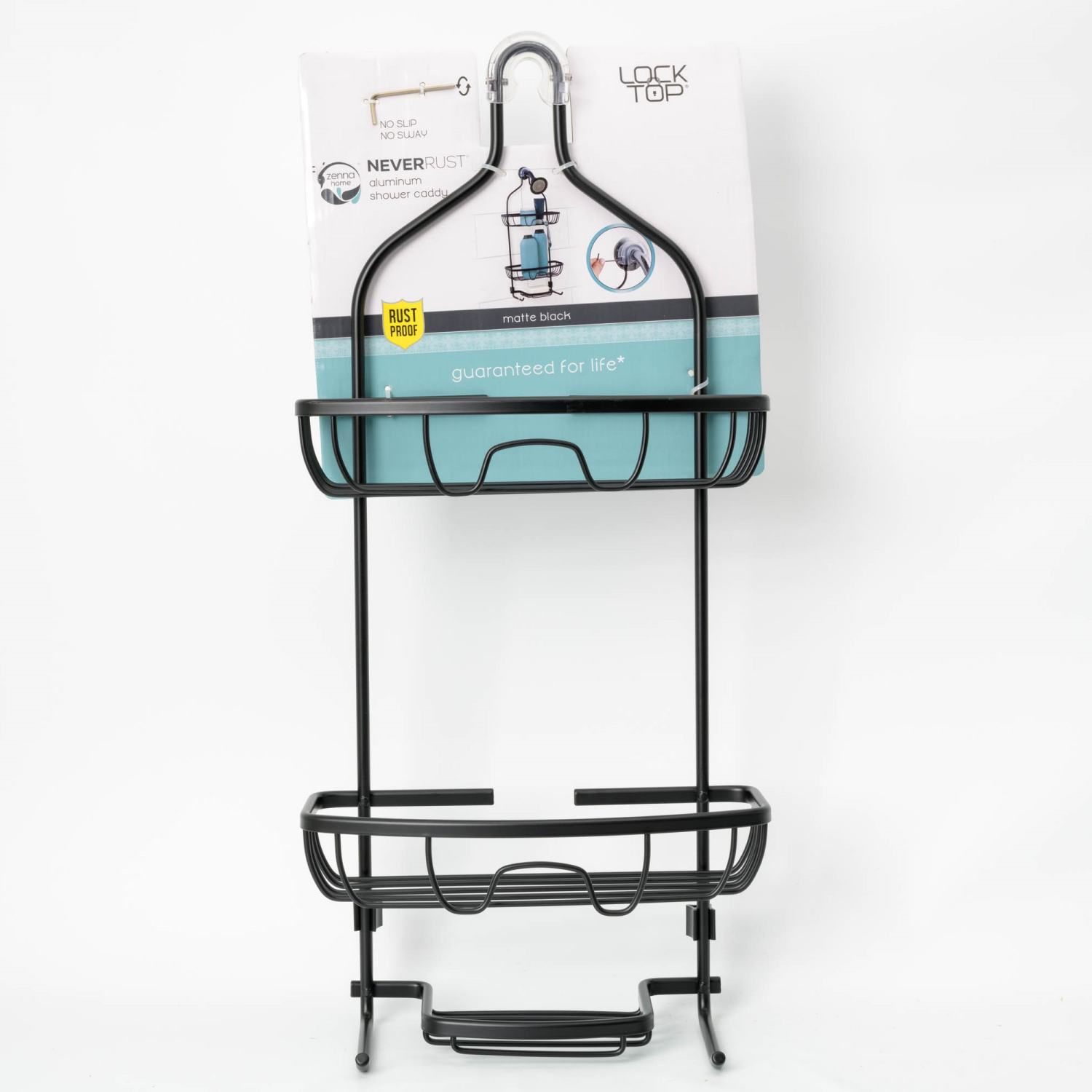 slide 2 of 3, Zenna Home Rustproof Black Shower Caddy, 1 ct