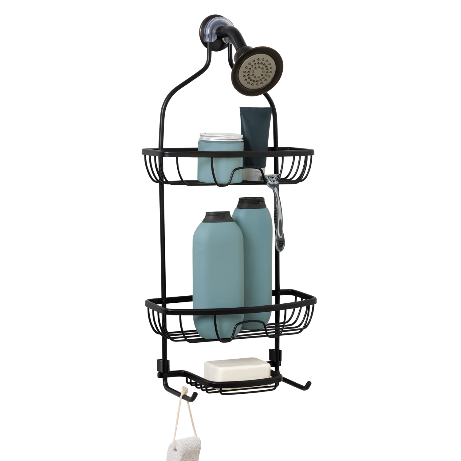 slide 1 of 3, Zenna Home Rustproof Black Shower Caddy, 1 ct