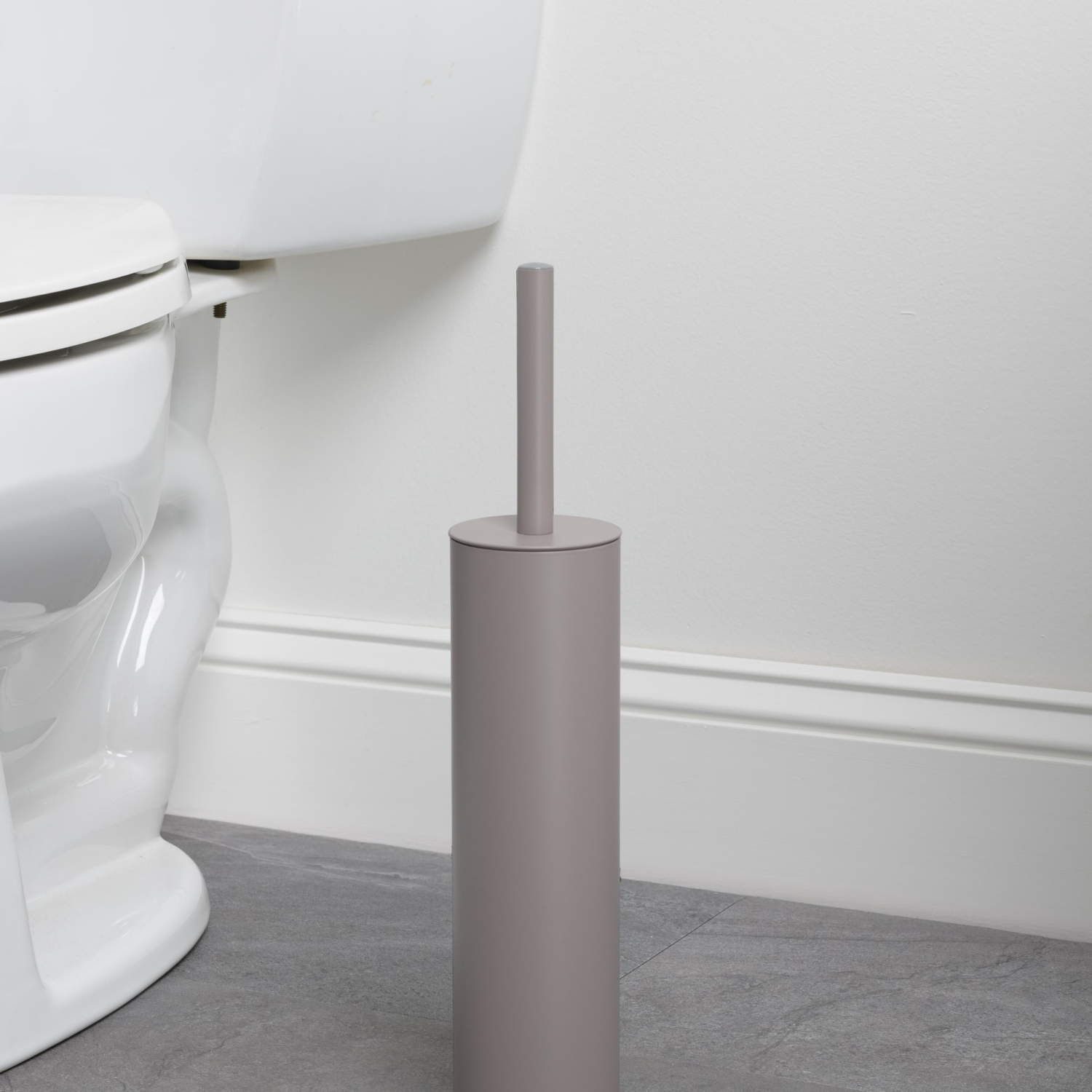 slide 1 of 2, Zenna Home Extra Slim Toilet Bowl Brush Holder, Nickel, 1 ct