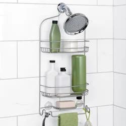 Zenna Home Shower Caddy with Towel Bar, Satin Nickel