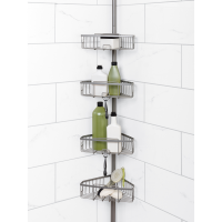 slide 5 of 9, Zenna Home Tension Pole Shower Caddy, Satin Nickel, 1 ct