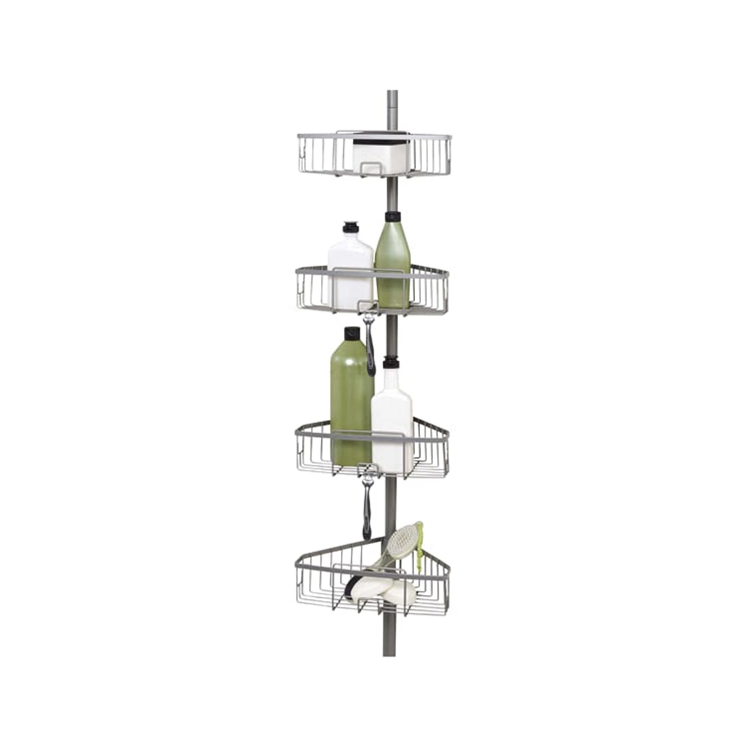 slide 1 of 3, Zenna Home Tension Pole Shower Caddy, Satin Nickel, 1 ct