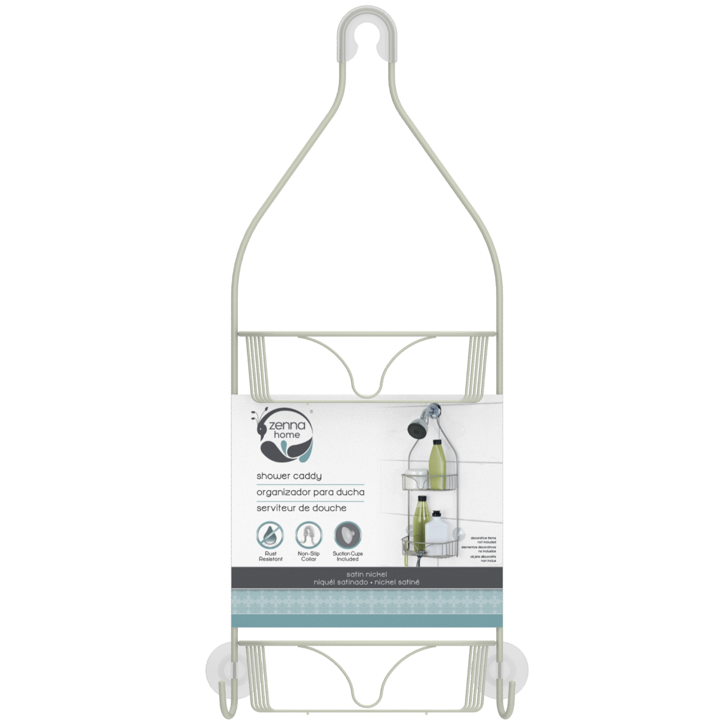 slide 2 of 3, Zenna Home Shower Caddy, Satin Nickel, 1 ct