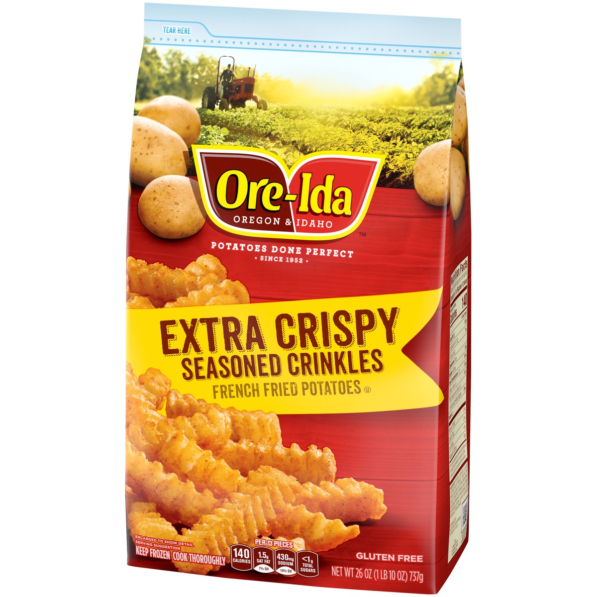 slide 5 of 9, Ore-Ida Extra Crispy Seasoned Crinkles French Fries Fried Frozen Potatoes, 26 oz Bag, 26 oz