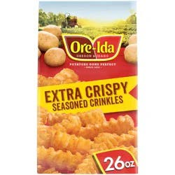 Ore-Ida Extra Crispy Seasoned Crinkles French Fries Fried Frozen Potatoes, 26 oz Bag