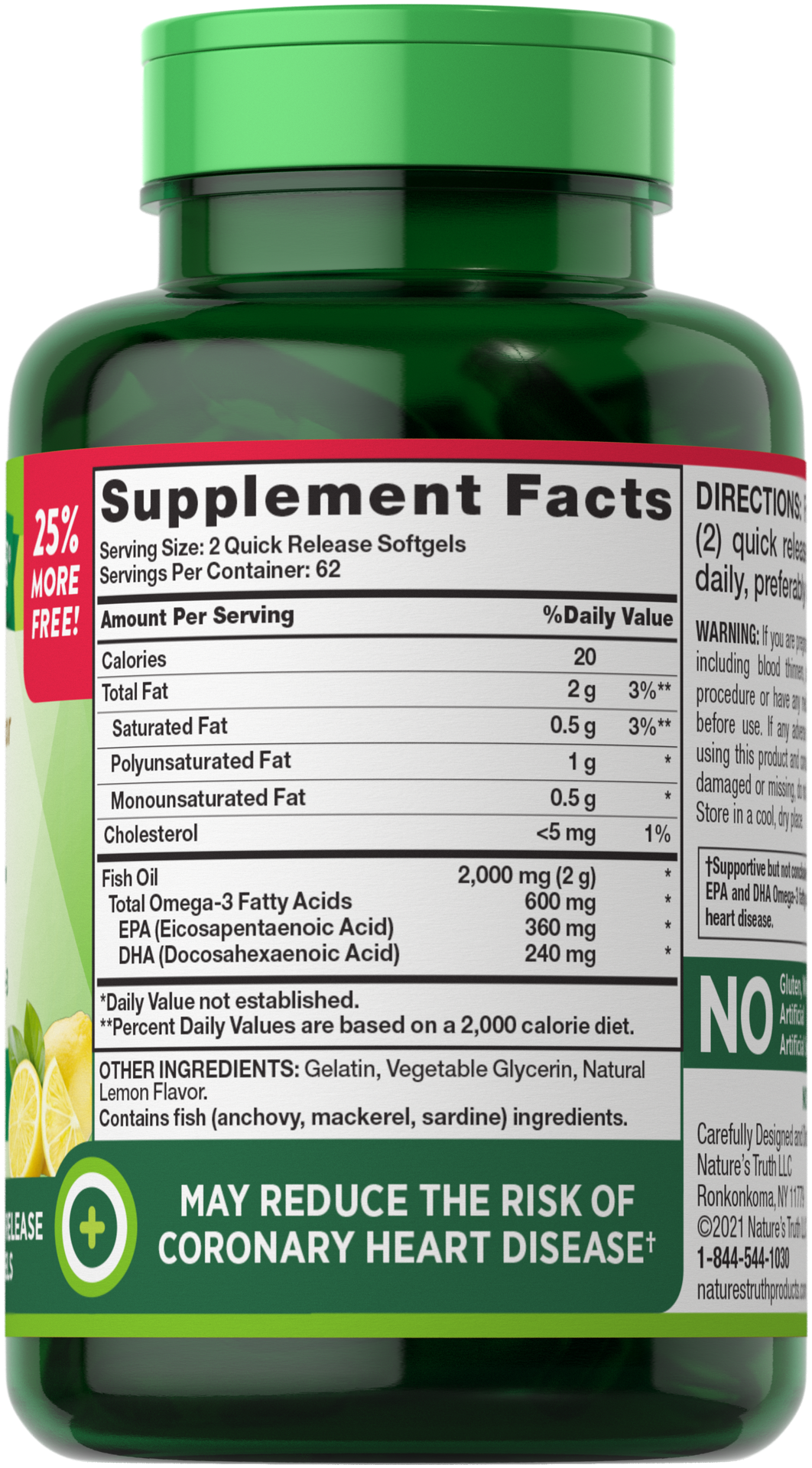 slide 4 of 4, Nature's Truth Natures Truth Fish Oil 2000Mg Lemon, 125 ct