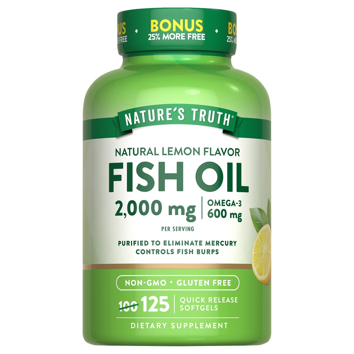 slide 1 of 4, Nature's Truth Natures Truth Fish Oil 2000Mg Lemon, 125 ct