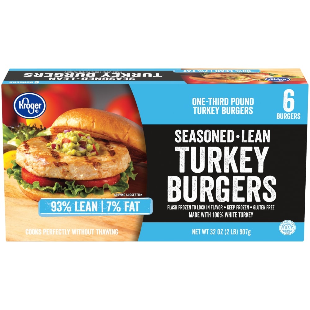 slide 1 of 1, Kroger 93% Lean Frozen Turkey Burgers, 2 lb