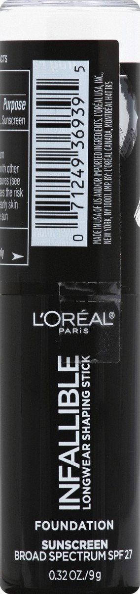 slide 6 of 6, L'Oréal Paris Infallible Longwear Foundation Shaping Stick Tan, 0.32 oz