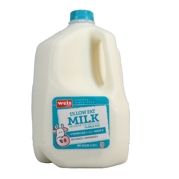 slide 1 of 1, Weis Quality 1% Lowfat Milk, 128 fl oz