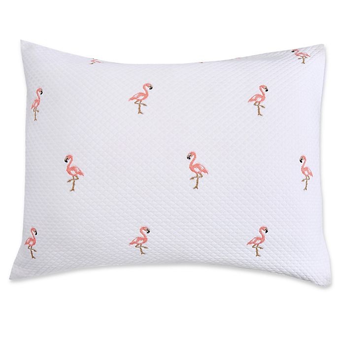 slide 1 of 2, Lamont Home Caribbean Flamingo Standard Pillow Sham - White, 1 ct