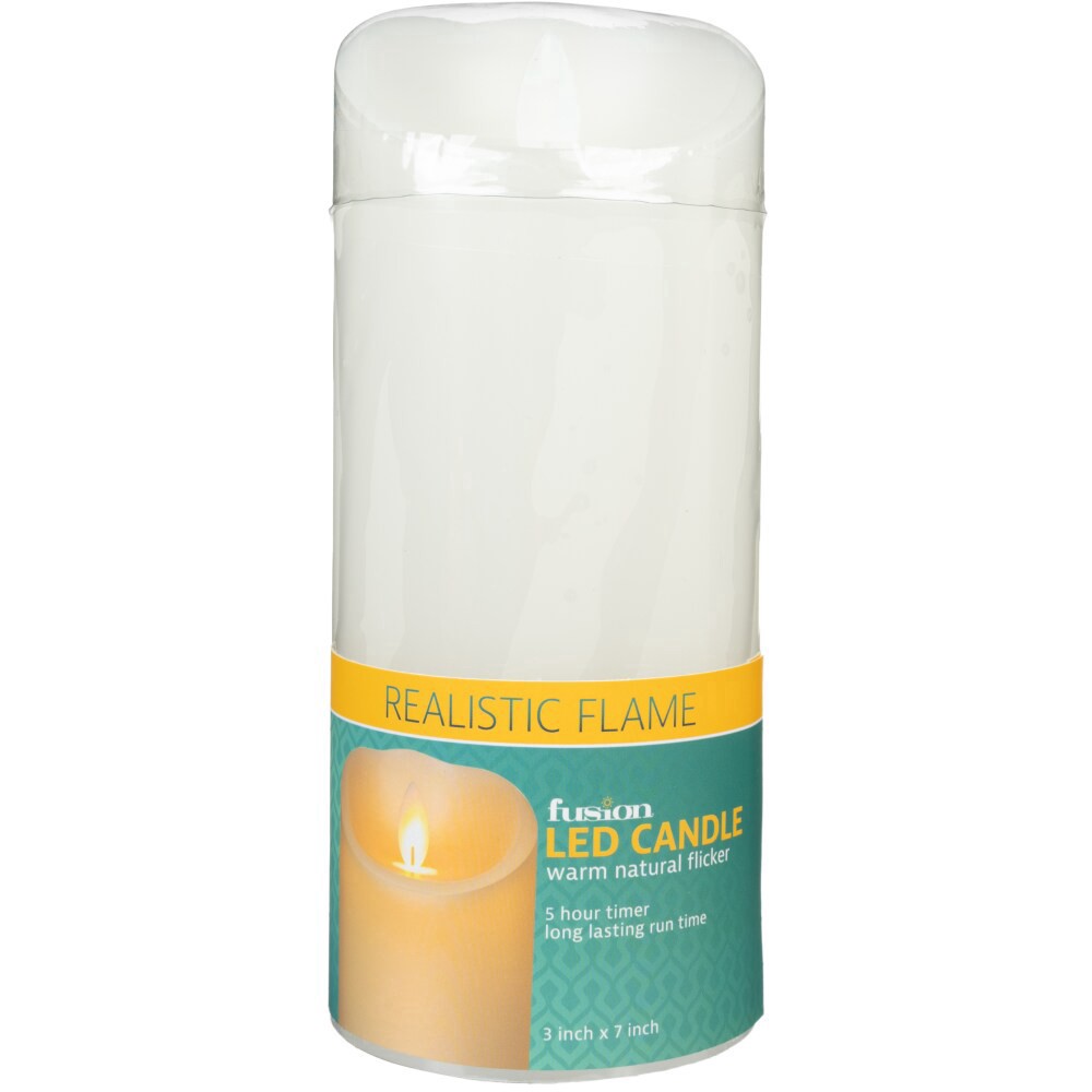 slide 5 of 5, Sterno Home Iflicker Pillar Flameless Candle - White, 3 in x 7 in