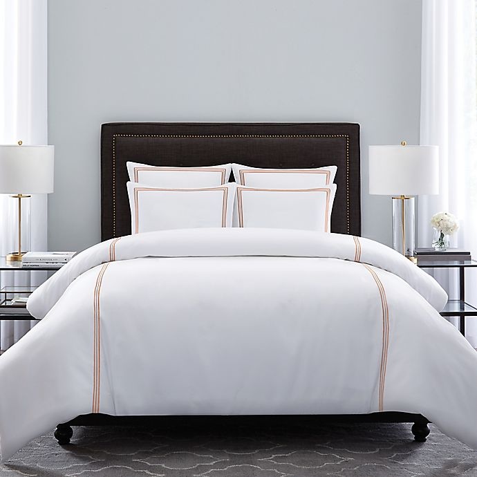 slide 1 of 1, Wamsutta Hotel Triple Baratta Stitch Full/Queen Duvet Set - White/Blush, 1 ct