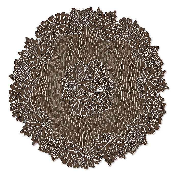 slide 1 of 1, Heritage Lace Leaf Round Table Topper - Earth, 36 in