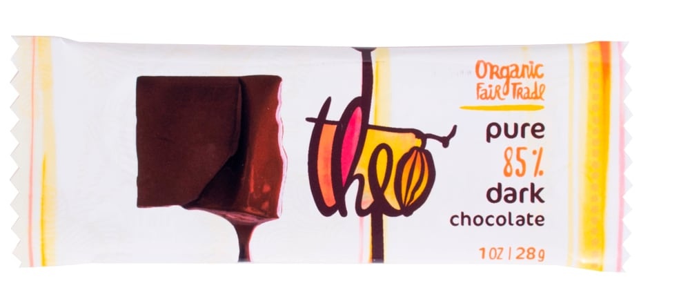 slide 1 of 1, Theo Organic Fair Trade Pure Dark Chocolate, 1 oz